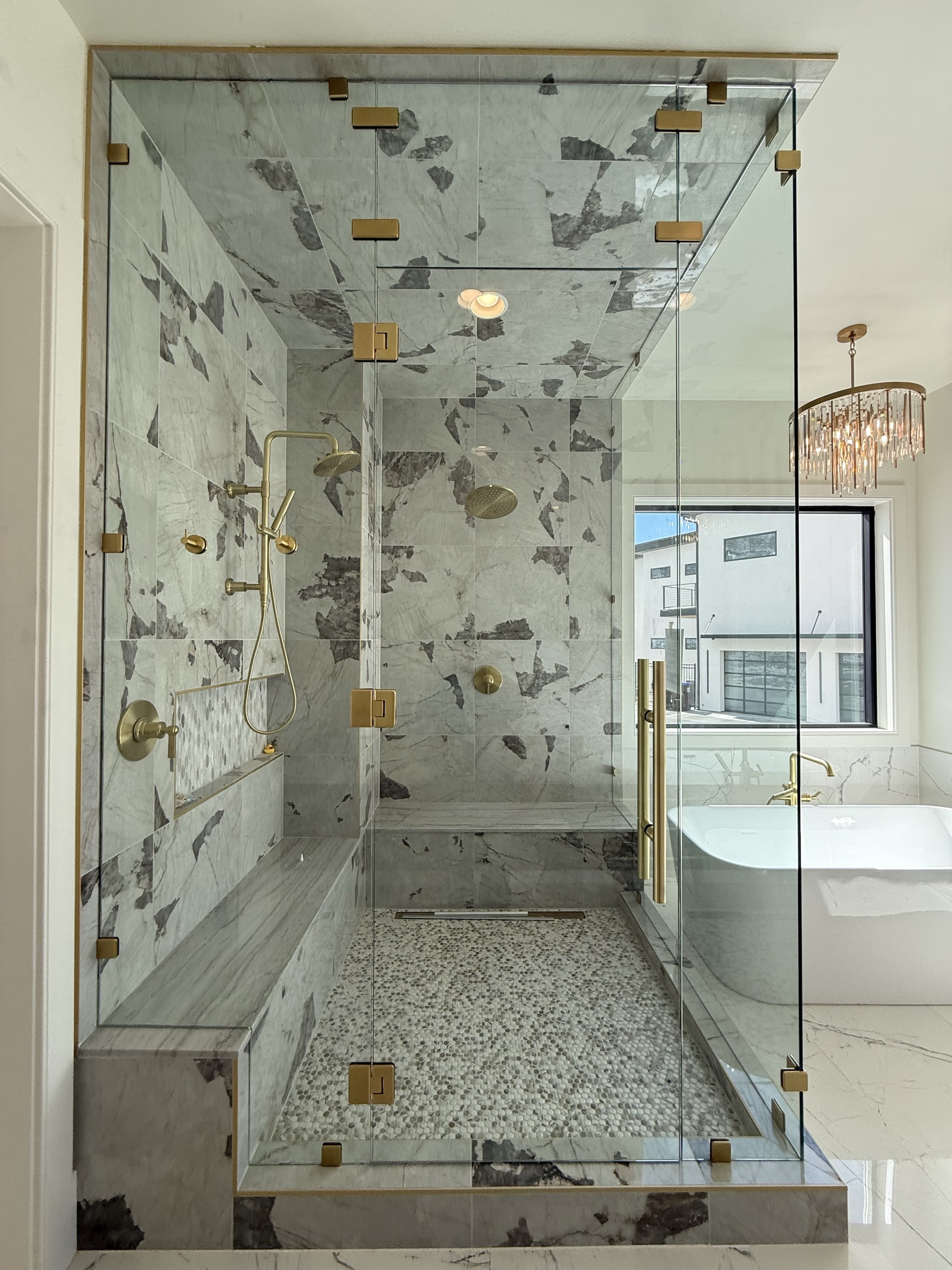 floor to ceiling shower glass